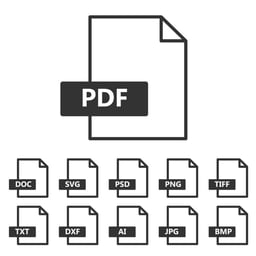 Icons for different filename types to represent electronic submissions.